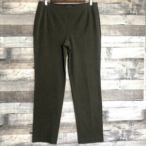 Talbots Petites Womens Dress Pants Green Size 6P Tapered Leg Side Zip